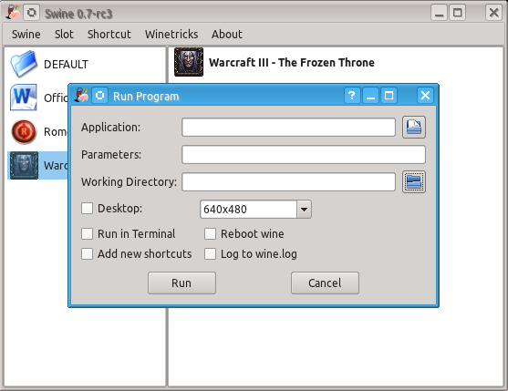 Program dialog