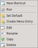 Shortcut menu